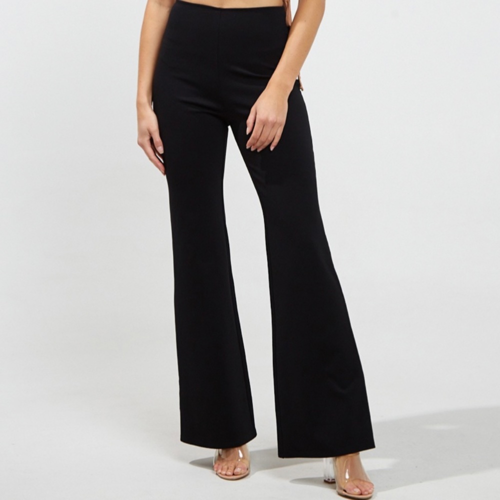 🎁 NWOT ~ A Closet Staple!Black Fitted Pants, hidden back Zipper, Boot Cut Flare
